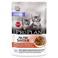 Влажный корм для котят Pro Plan Nutri Savour с говядиной в соусе 85 г