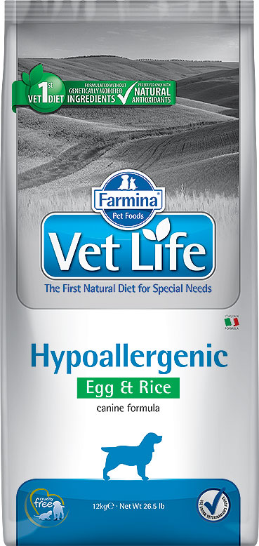 Корм сухой Farmina Vet Life Hypoallergenic Egg & Rice для взрослых собак, при пищевой аллергии 2 кг