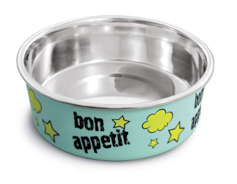Миска TRIOL "Bon Appetit" для кошек и собак, металлическая на резинке 150 мл