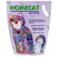 Наполнитель HOMECAT для кошек силикагелевый с ароматом лаванды, 3,8 л /1,8 кг