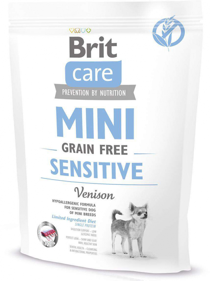 Сухой корм для собак мелких пород Brit Care Mini Grain Free оленина, 400 г