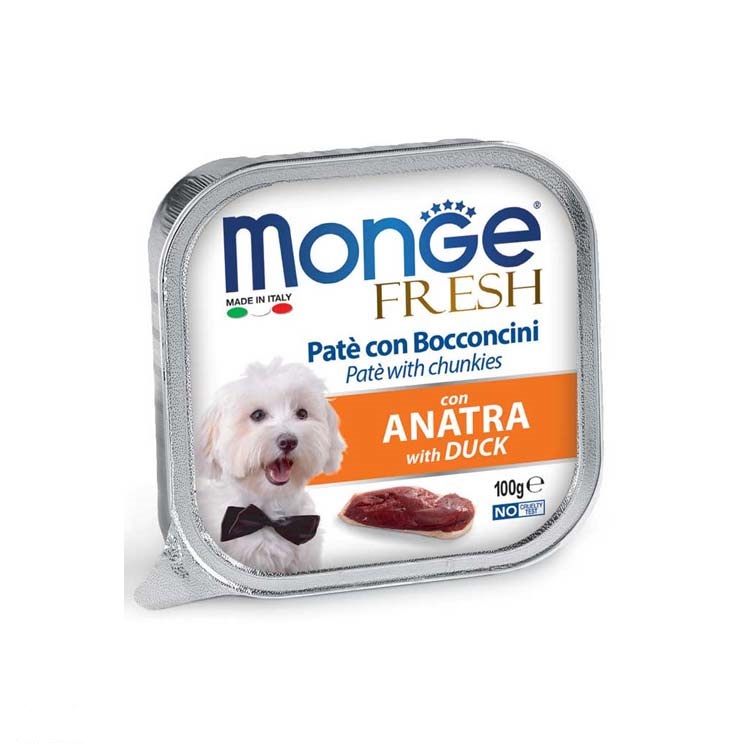Корм влажный консервированный Monge Dog Fresh для собак с уткой, 100 г