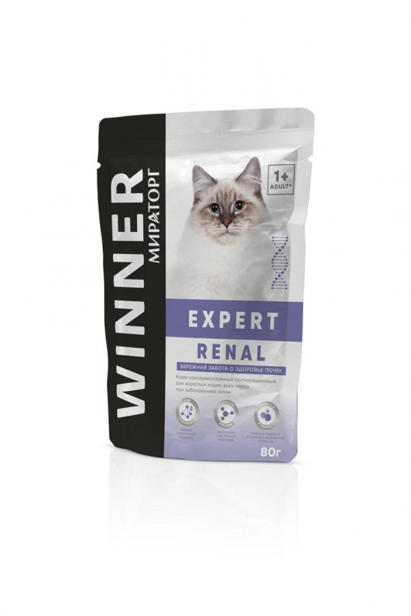 Влажный корм Мираторг Expert Renal для взрослых кошек, для почек 80 г