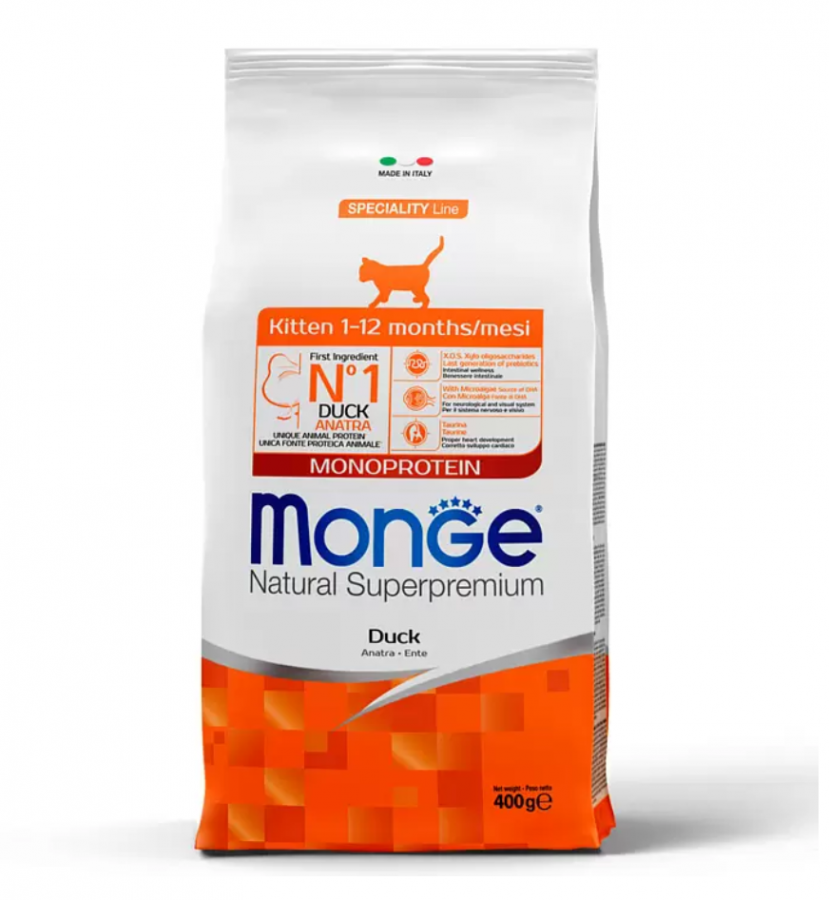 Корм сухой для котят Monge Cat Monoprotein с уткой 400 г