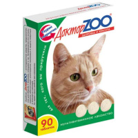Мультивитаминное лакомство для кошек Доктор ZOO "Здоровье и красота" с L-карнитином и таурином 90 таб