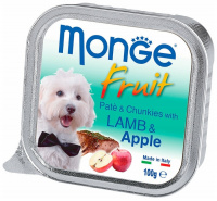 Влажный корм Monge Dog Fruit  для собак, паштет из ягненка с яблоком, 100 г