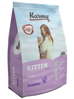 Корм сухой Karmy Kitten для котят, беременных и кормящих кошек, с индейкой 1,5 кг