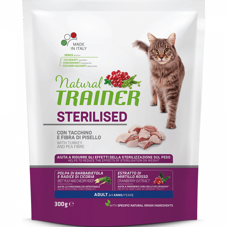 Корм сухой Trainer Natural  Sterilised для стерилизованных кошек, с индейкой, 300 г