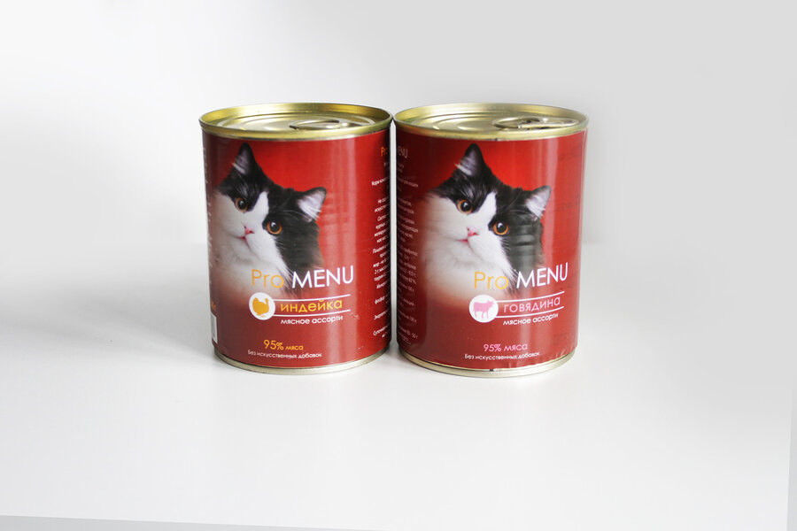 Влажный корм PRO MENU для кошек, мясное ассорти с индейкой, 340 г.