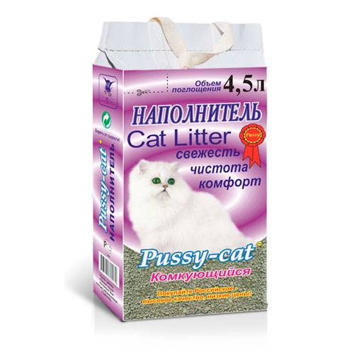 Наполнитель PUSSY-CAT для кошачьего туалета, комкующийся, 4,5 л.
