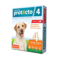 Капли на холку Protecto для собак весом 25 до 40 кг от блох и клещей, 2 пипетки
