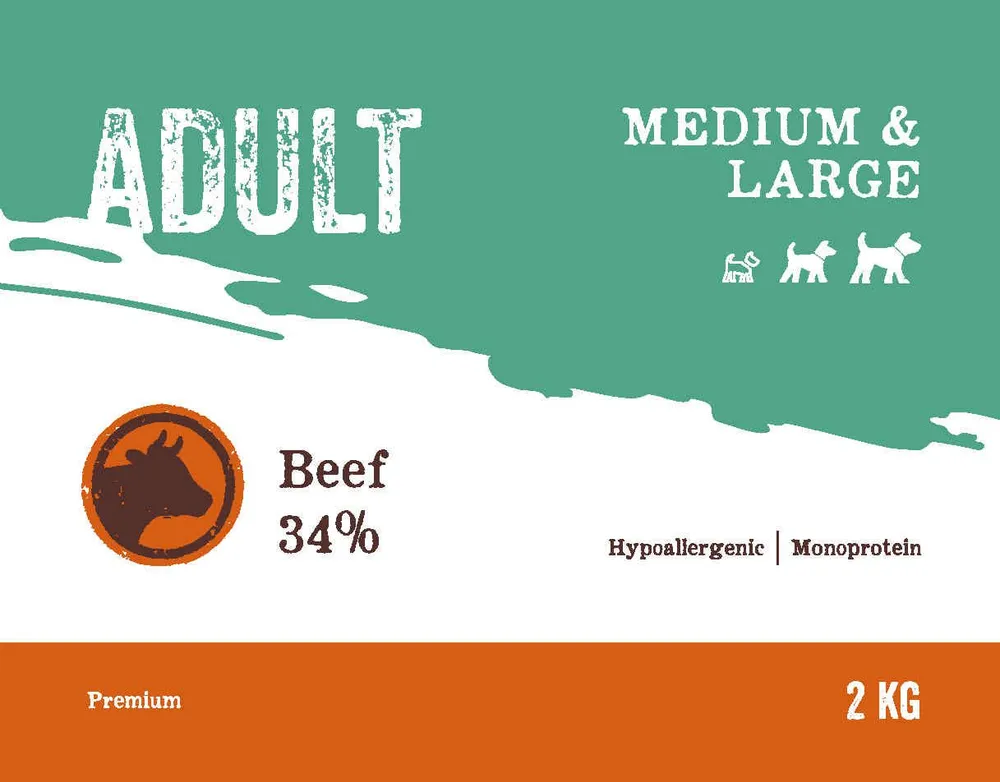 Сухой корм для собак средних и крупных пород EcoNative premium с говядиной, 2 кг