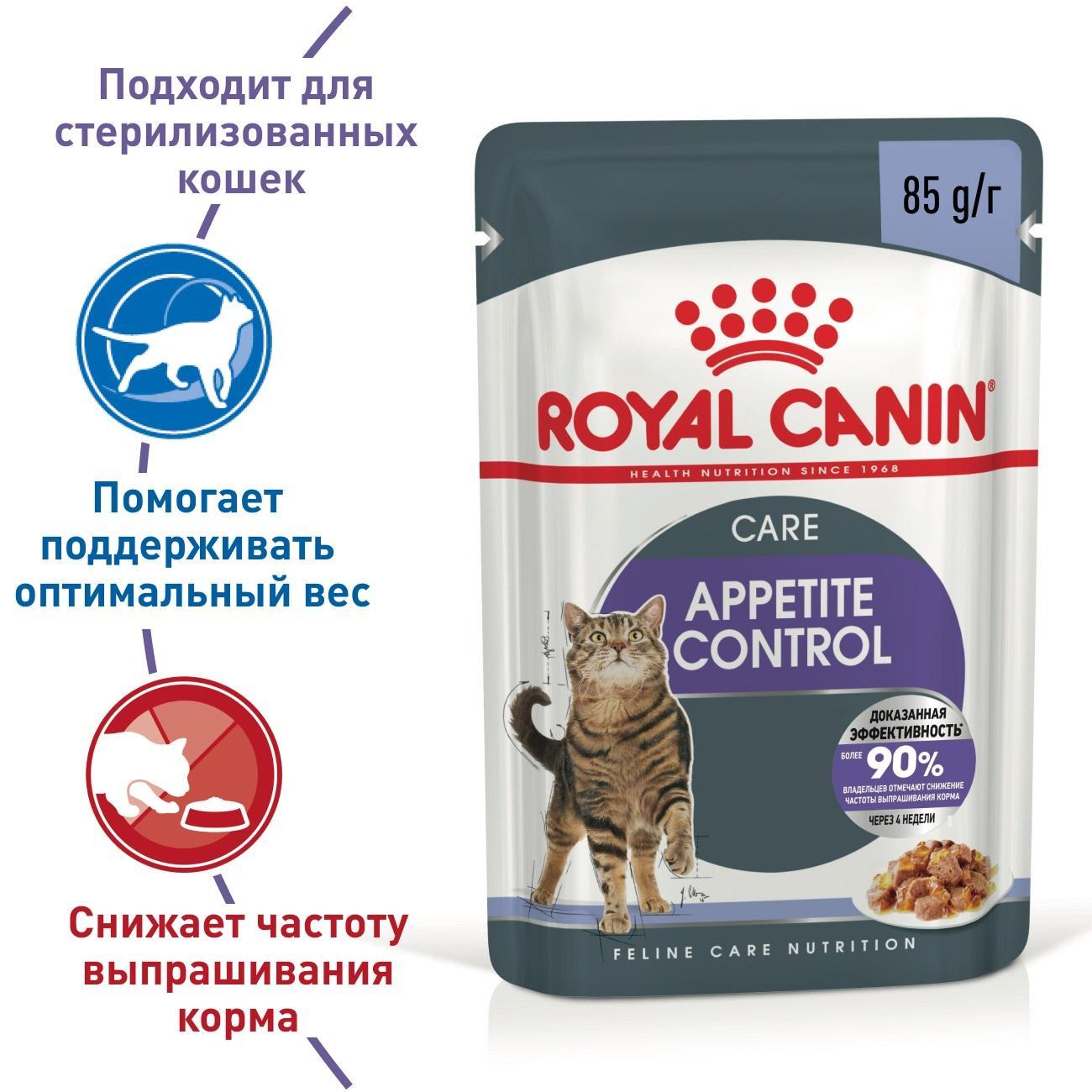 Влажный корм Royal Canin Appetite Control Care  для взрослых кошек, в желе 85 г