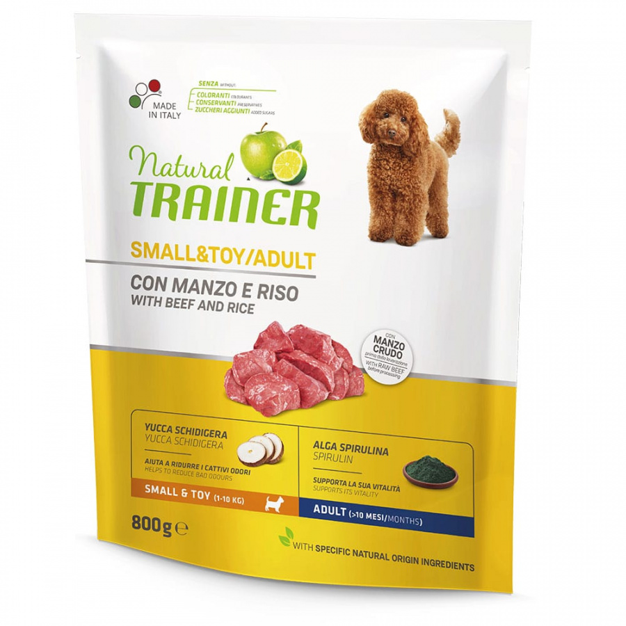 Сухой корм для собак мелких пород Trainer Natural с говядиной и рисом, 800 г