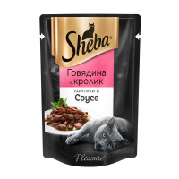 Влажный корм Sheba для взрослых кошек, говядина с кроликом в соусе, 85 г