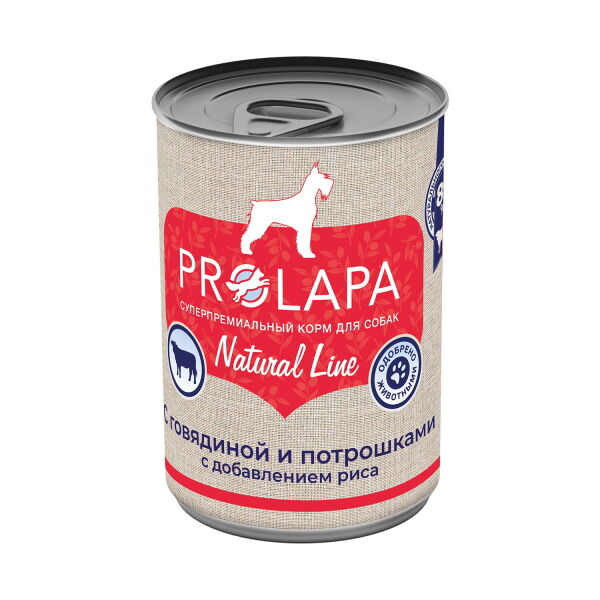 Консервы для собак Prolapa Natural Line с говядиной, потрошками и рисом 400 г