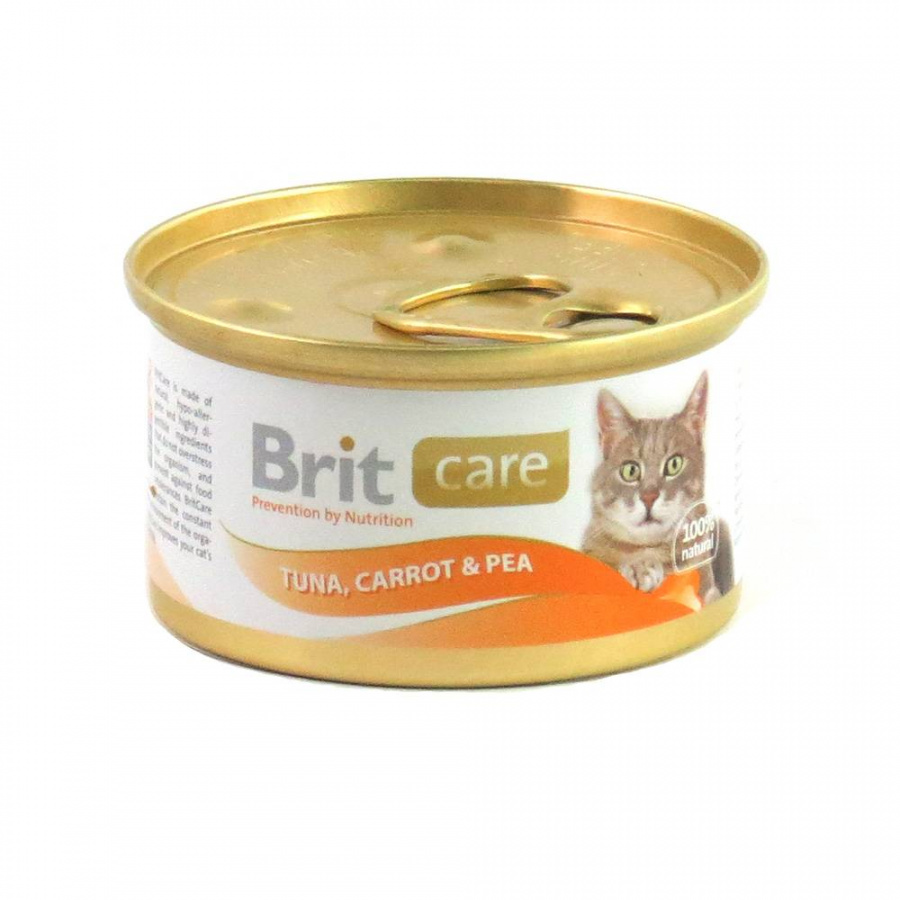 Консервы для кошек Brit Care c тунцом, морковью и горошком 80 г