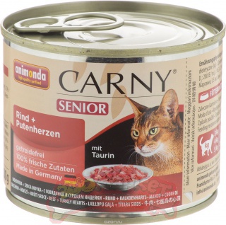 Корм АНИМОНДА Carny Senior для пожилых кошек с говядой, сердцем и индейкой 200г консервы