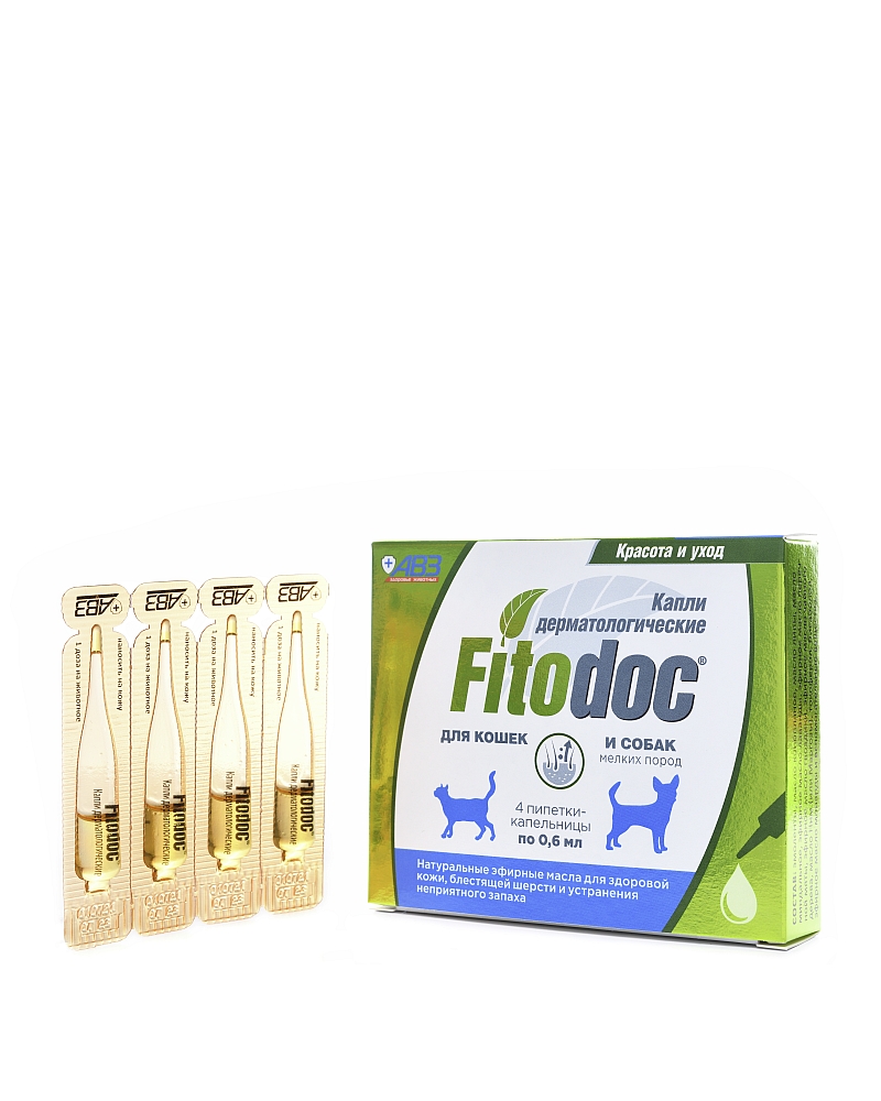 Капли дерматологические FITODOC  для кошек и собак мелких пород, 4 пипетки