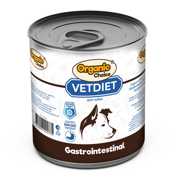 Консервы для собак Organic Сhoice VETDIET Gastrointestinal профилактика болезней ЖКТ 340 г