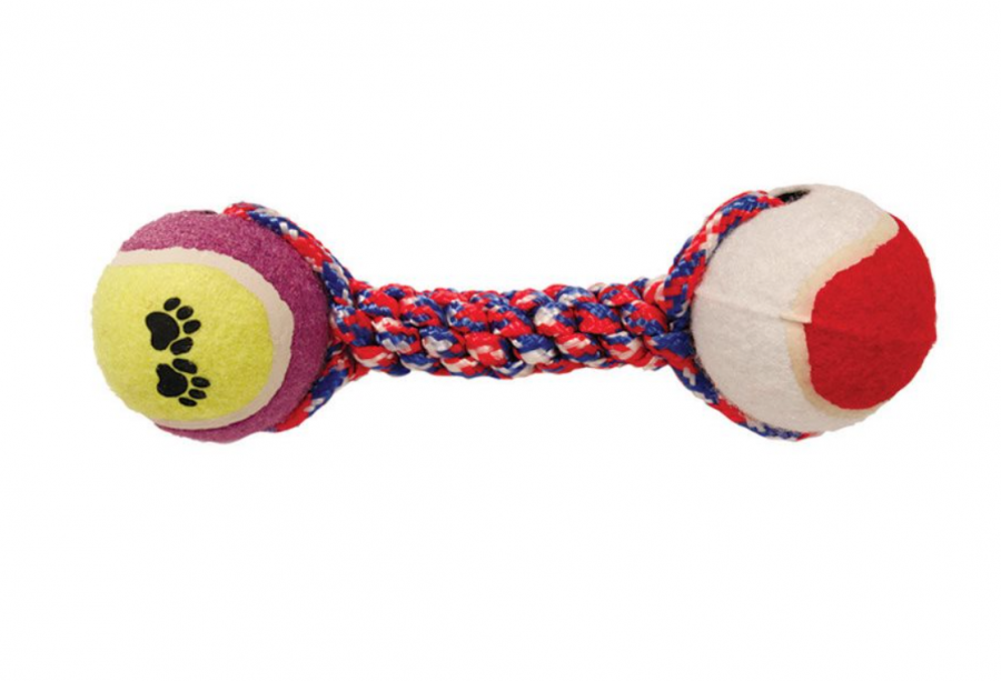 Игрушка для собак Triol Веревка, 2 мяча, разноцветный, 20 см