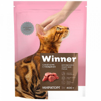 Корм сухой Winner  для взрослых кошек всех пород, с говядиной, 400 гр.