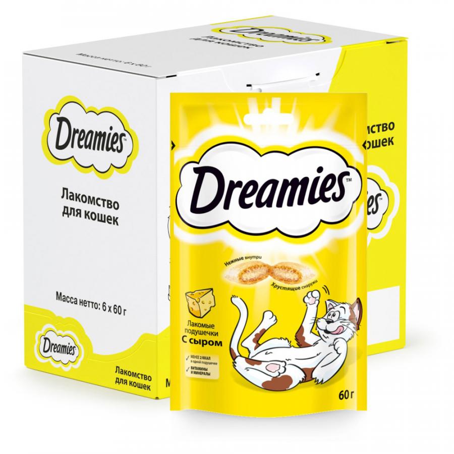 Лакомство Dreamies подушечки для кошек, с сыром, 60 г