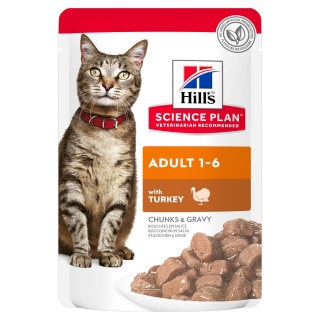 Влажный корм Hill's Science Plan для взрослых кошек, с индейкой в соусе, 85 г