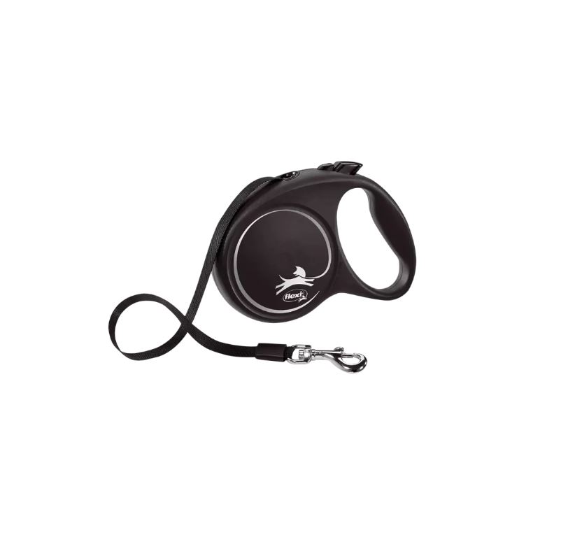 Поводок-рулетка для собак весом до 525 кг Flexi Black Design лента, 5 м