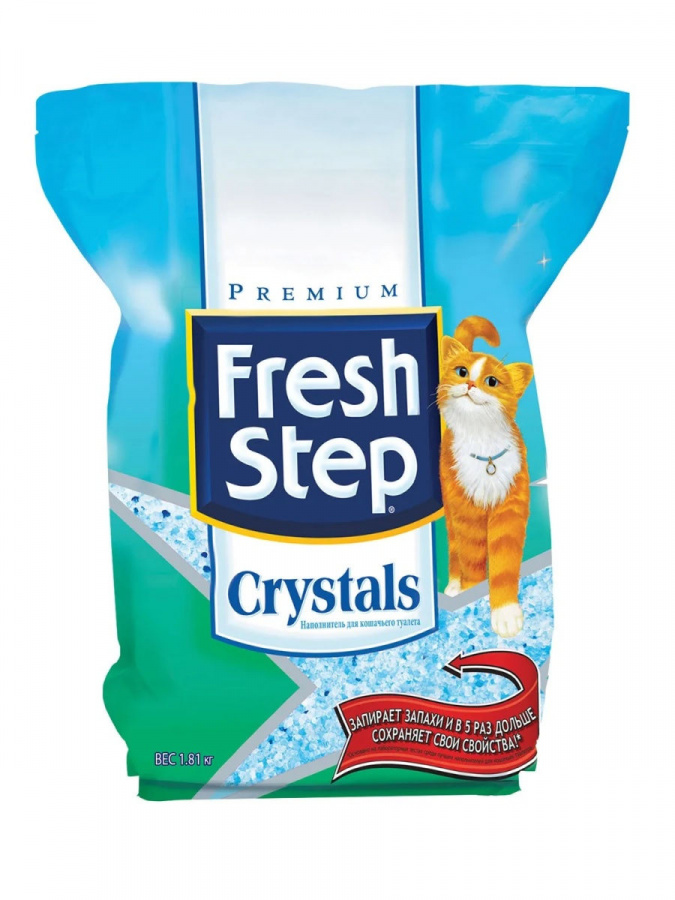 Наполнитель Fresh Step Crystals для кошачьего туалета, силикагелевый 1.81кг
