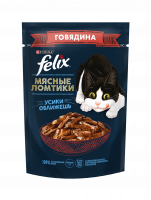 Влажный корм Felix Мясные Ломтики для взрослых кошек, с говядиной, 75 г