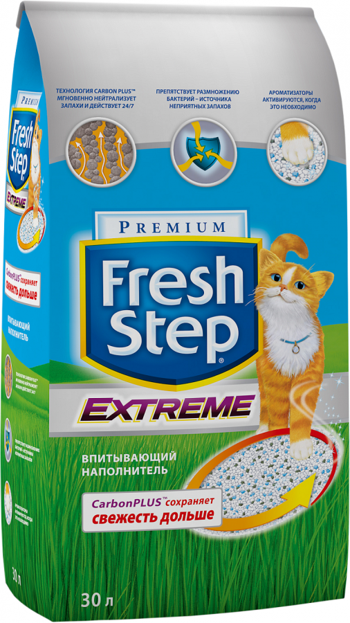 Впитывающий наполнитель для кошачьего туалета Fresh Step Extreme Clay тройной контроль запаха 15,87  кг.