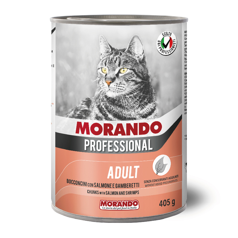 Консервы для кошек Morando Professional Adult кусочки с креветками и лососем 405 г