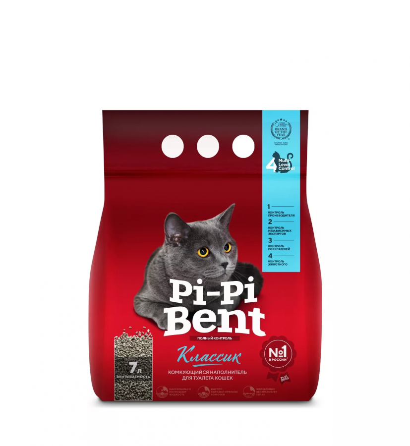Наполнитель Pi-Pi-Bent Classiс для кошачьего туалета комкующийся, 3 кг