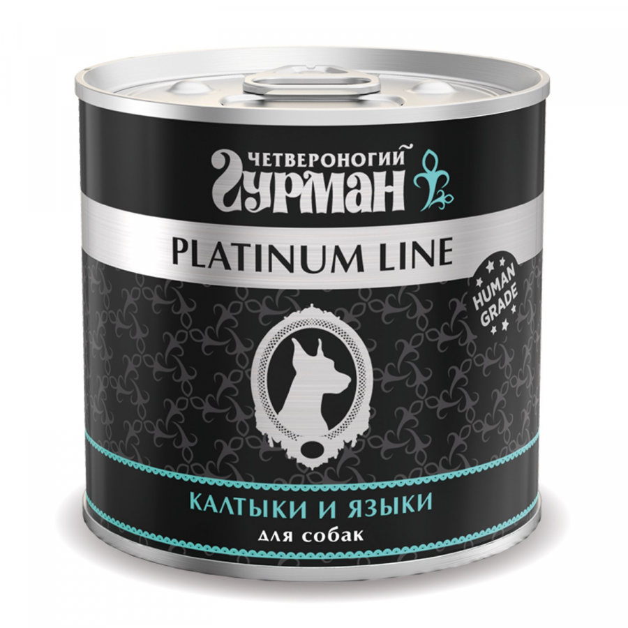 Влажный корм для собак Четвероногий гурман Platinum line калтыки и языки, 240 г