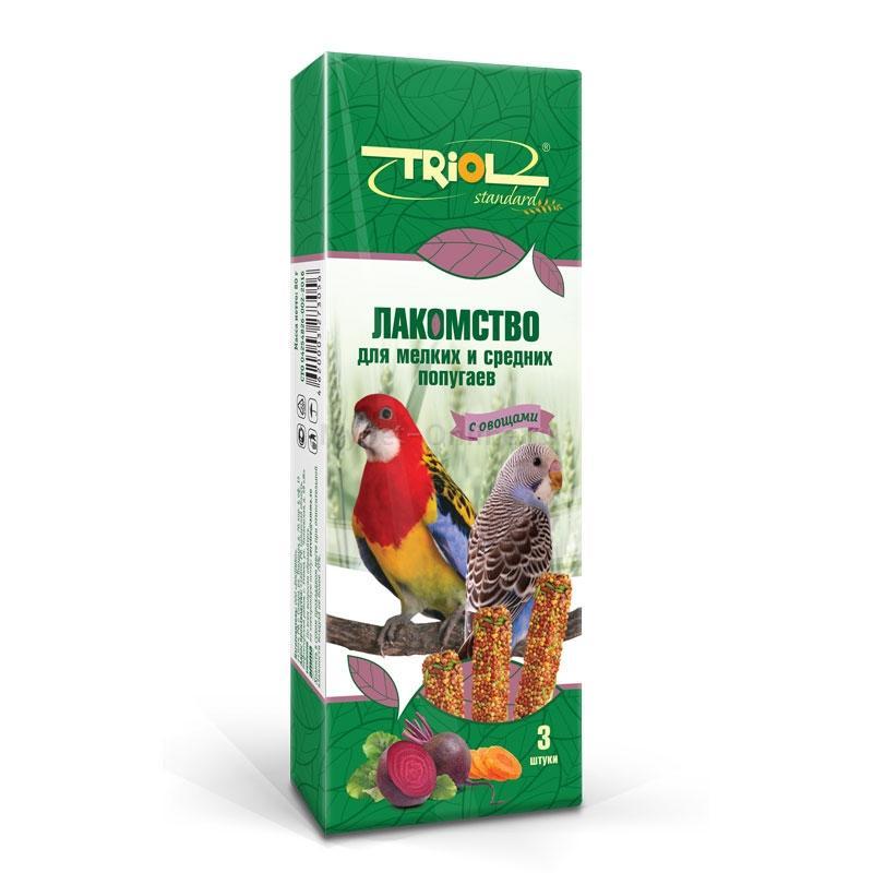 Лакомство для мелких и средних попугаев "Triol", с овощами, 3 шт