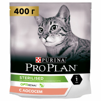 Сухой корм Purina Pro Plan для взрослых стерилизованных кошек и кастрированных котов, с лососем, 400 г