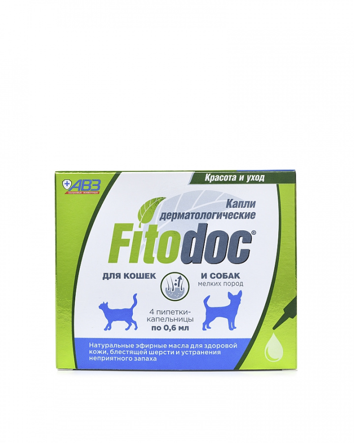 Капли дерматологические FITODOC  для кошек и собак мелких пород, 4 пипетки