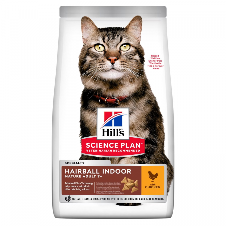 Сухой корм для домашних кошек старше 7 лет HILL'S  для выведения шерсти,  с курицей 1,5 кг