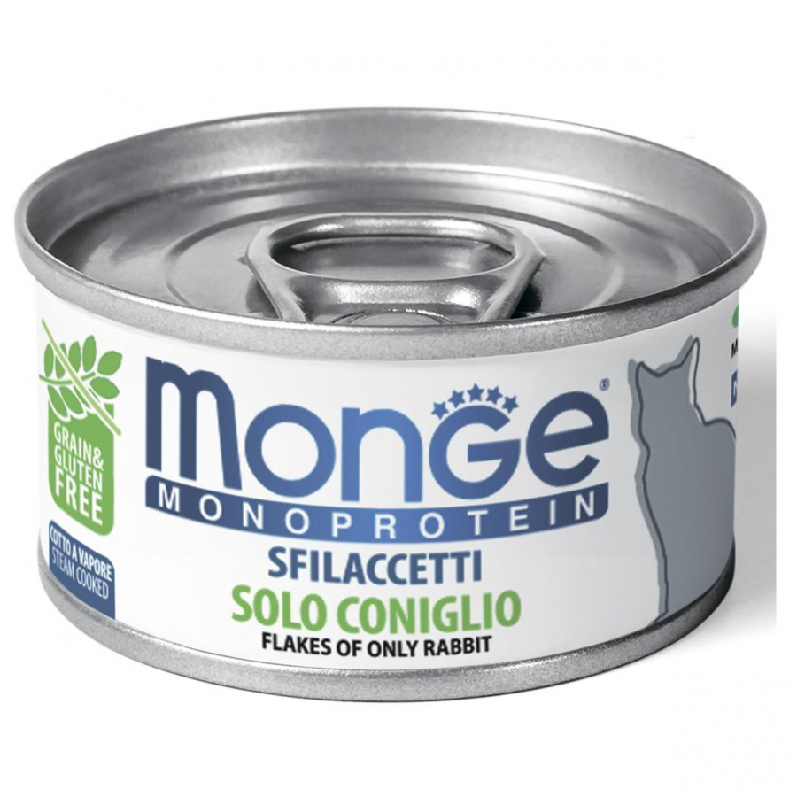 Влажный корм для кошек Monge Cat Monoprotein мясные хлопья из кролика, 80 г Влажный корм для кошек Monge Cat Monoprotein мясные хлопья из кролика, 80 г