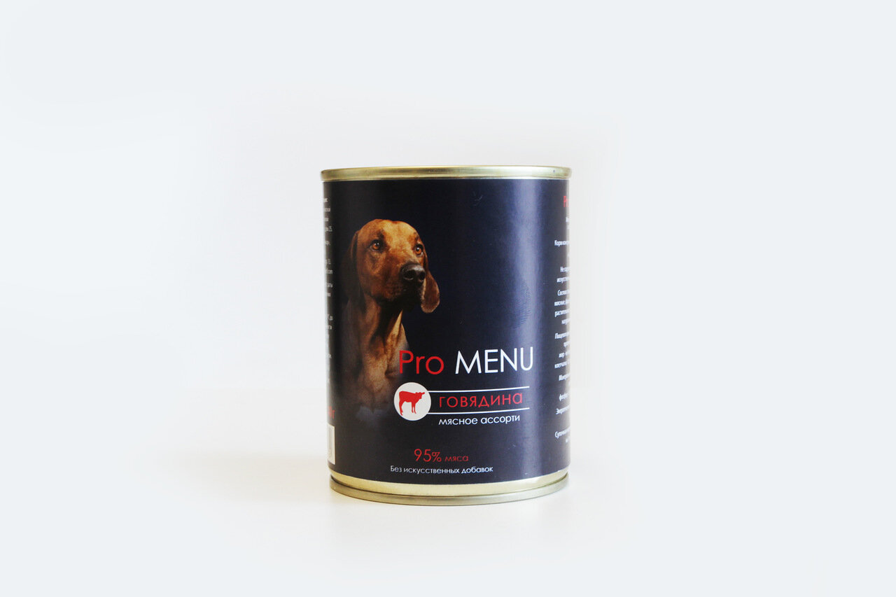 Влажный корм  PRO MENU для собак Мясное ассорти с говядиной 410 г