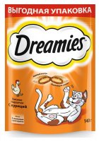 Лакомство Dreamies  подушечки для кошек, с курицей, 140 г