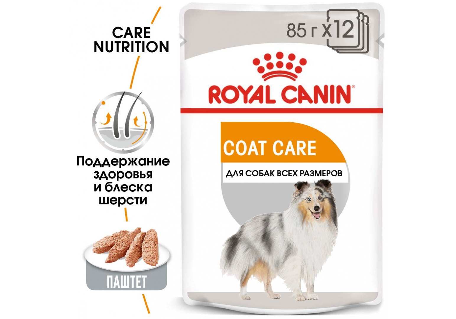 Влажный корм для собак  Royal Canin Coat Care для  здоровой шерсти, паштет 85 г