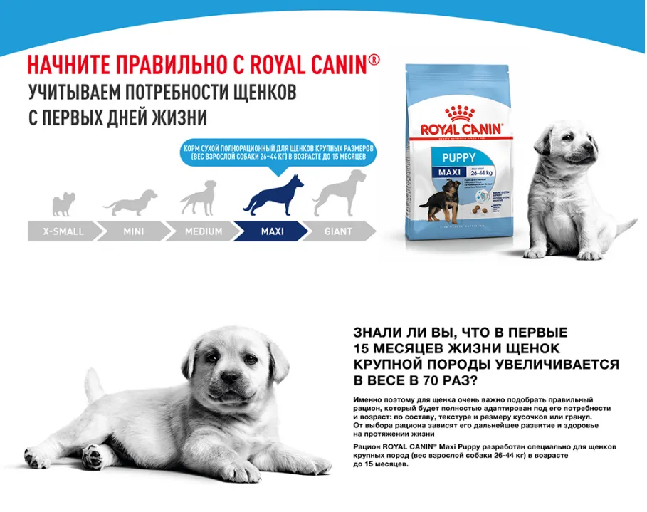 Сухой корм для щенков крупных пород Royal Canin Maxi Puppy 3 кг