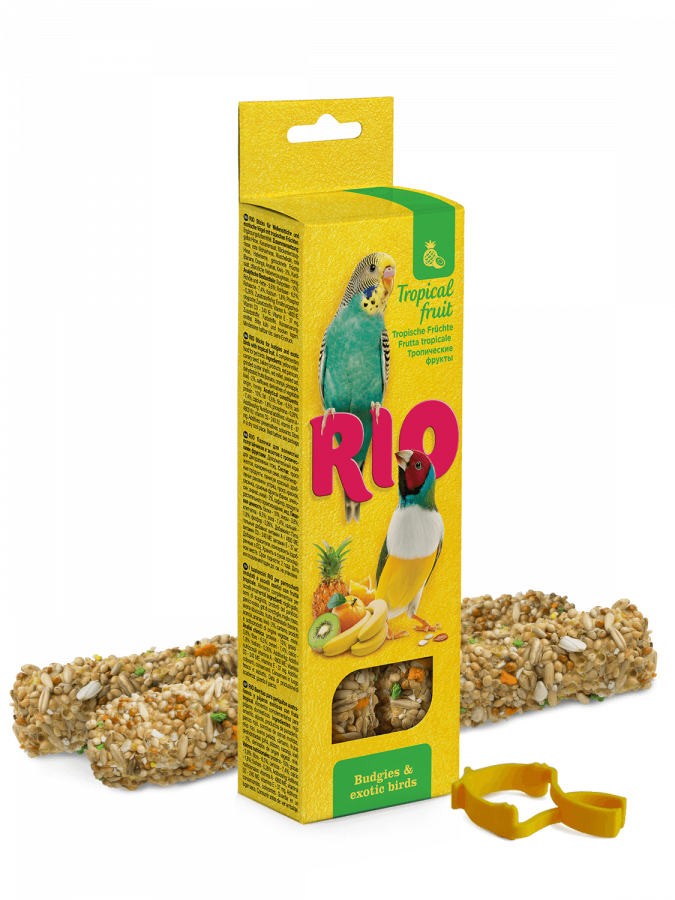 Лакомства для волнистых попугайчиков и экзотов RIO с тропическими фруктами, 80 г