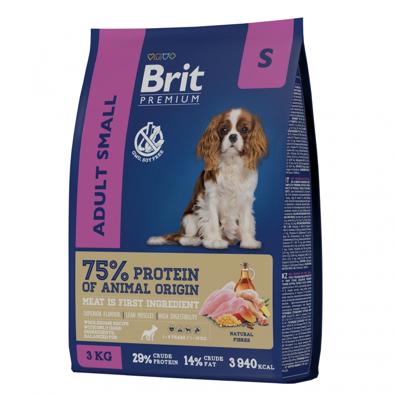Сухой корм для собак мелких пород Brit Premium Dog Adult Small с курицей 3 кг