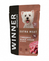 Влажный корм Winner Extra Meat для взрослых собак мелких пород, с говядиной в соусе, 85 г