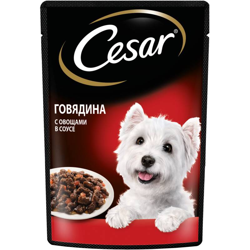 Влажный корм Cesar для взрослых собак, говядина с овощами в соусе 85 г