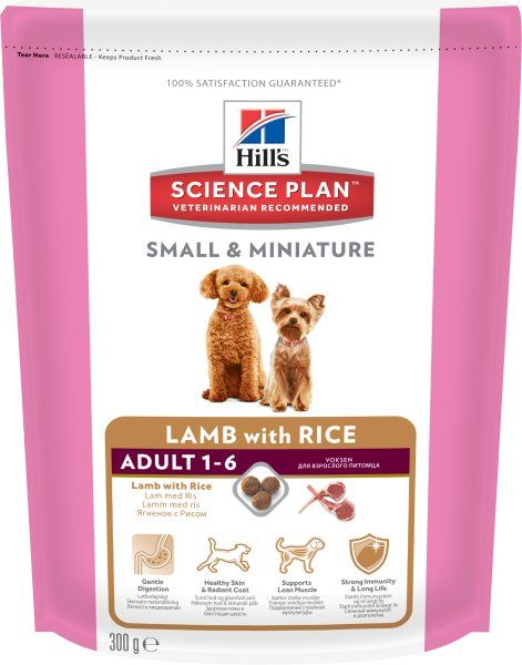 Корм сухой Hill's Science Plan для взрослых собак маленьких пород, с ягненком и рисом 300 г