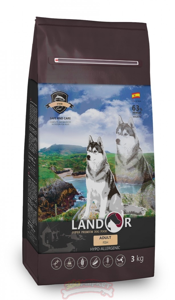 Корм сухой Landor Adult Dog Fish для собак всех пород,  с рыбой и рисом, 3 кг.